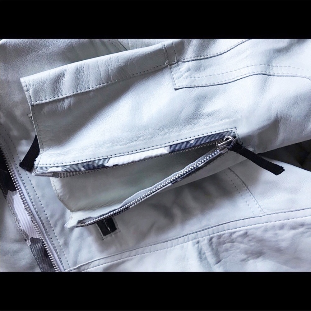 Giles Grey Leather Cropped Moto - Picture 7 of 11